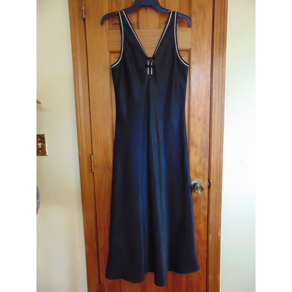 Jones New York Women's Slip Dress Sz Large Black/White Piping 100% Polyester